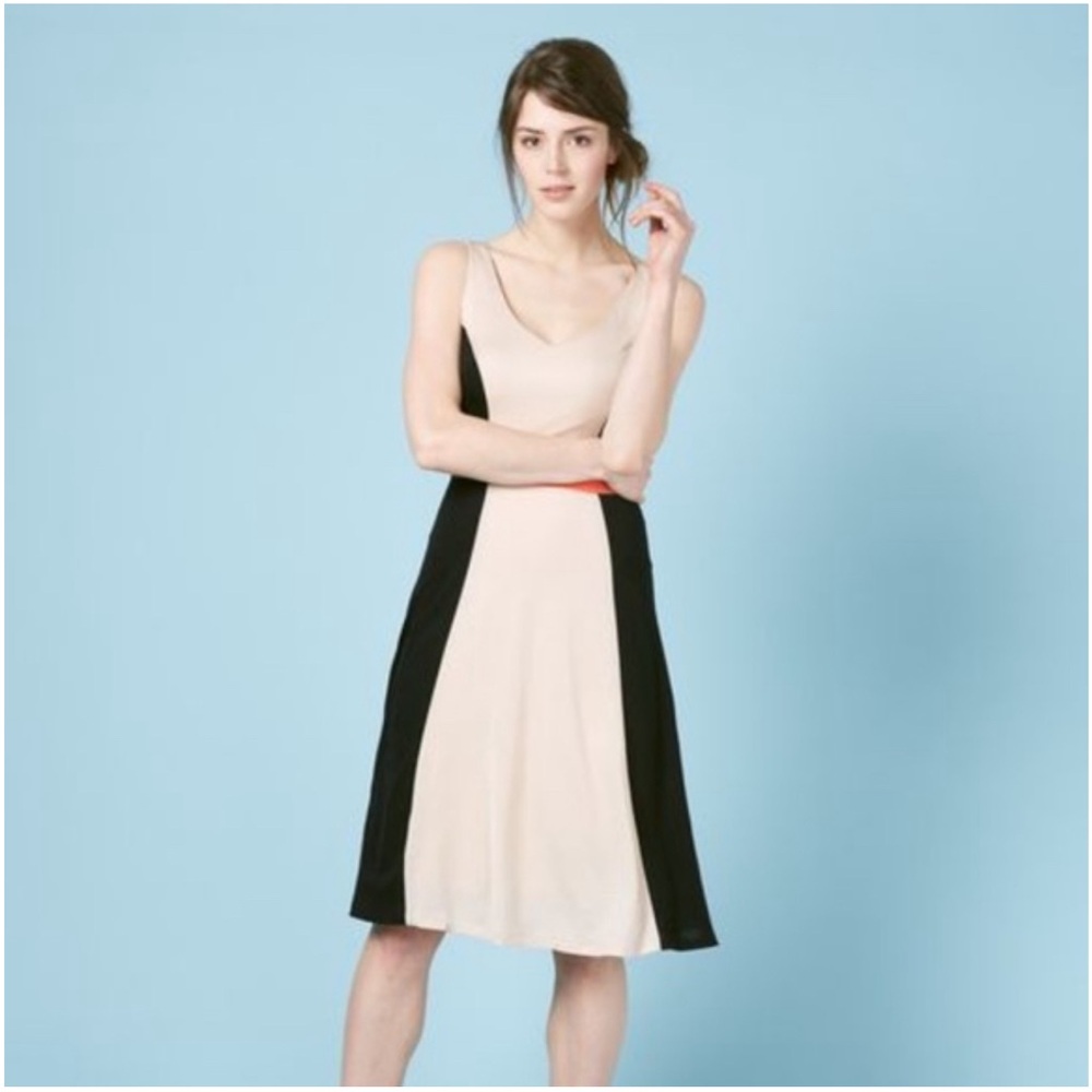 EUC- Boden- Louisa Colourblock Sleeveless Cream Black Orange trim
